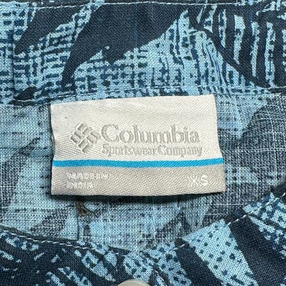 Columbia Top Womens XS Blue Button Up Sleeveless Leaves Tropical Lightweight - Picture 7 of 9